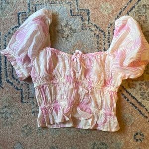 forever 21 pink palm leaf top